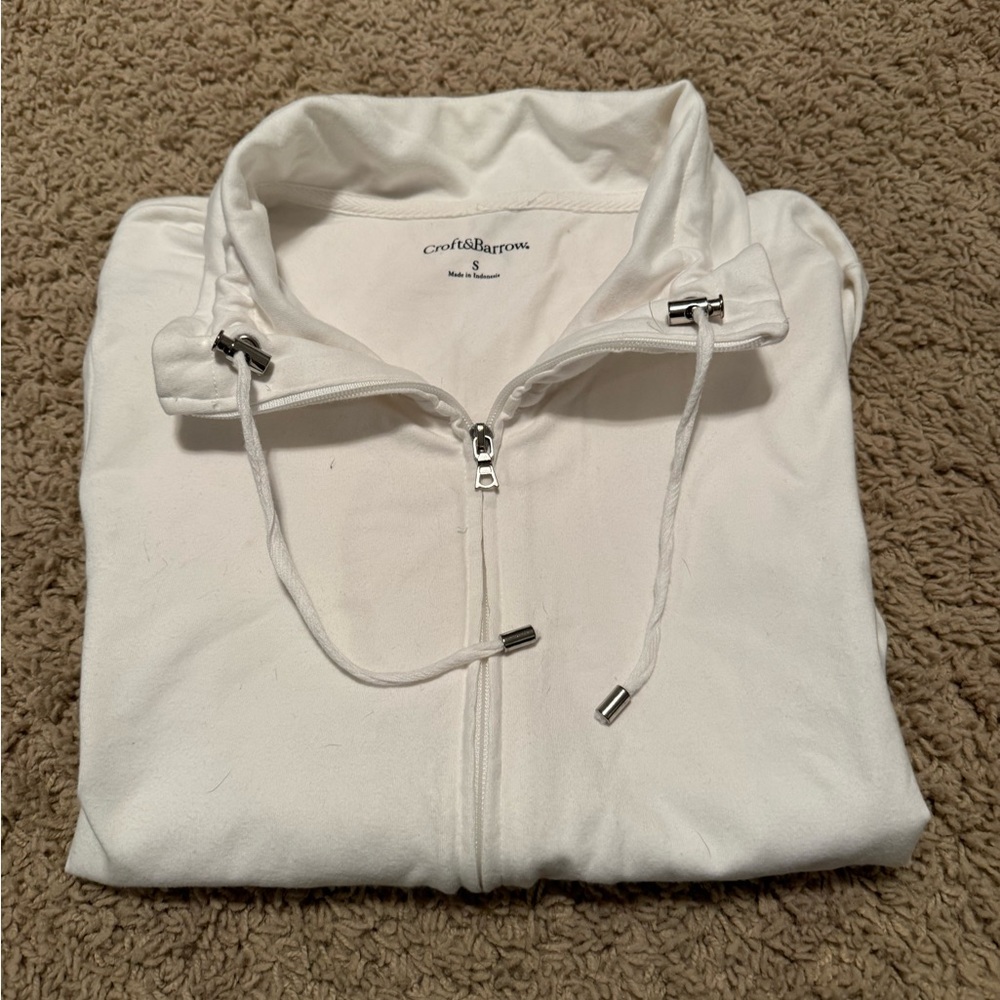 Croft & Barrow Zip-Up White Sweater